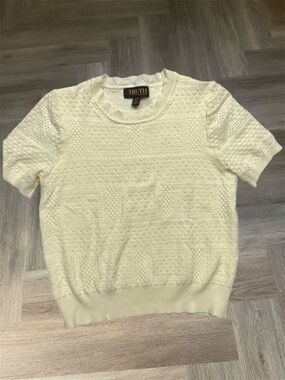 Truth by Republic Lace Knit Sweater Womens Medium Yellow‎ Shabby Chic Coquette